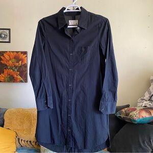 Rag & Bone/JEAN Black Linen Blend Shirt Dress Midi Black Button Front Size L